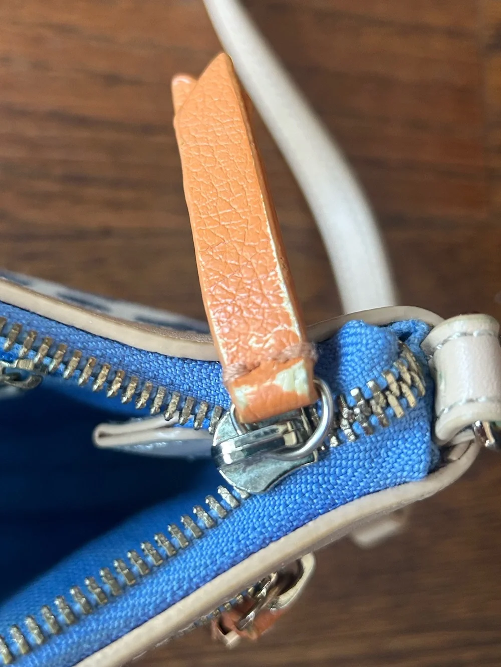 Spartina 449 Blue Pattern Crossbody Bag with Cream Strap